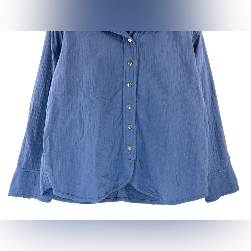 Free People We The Free Buddy Double Cloth Shirt Blue XS Cotton Relaxed Fit - Picture 5 of 8
